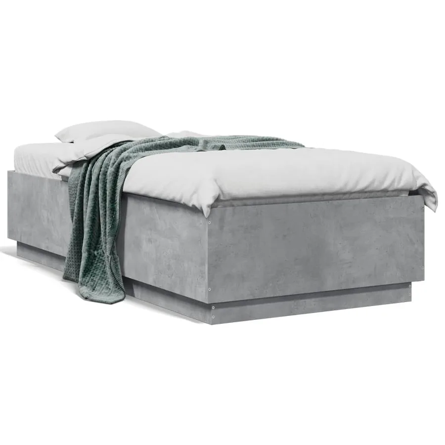 Cadre de lit sans matelas gris béton 75x190 cm - 2