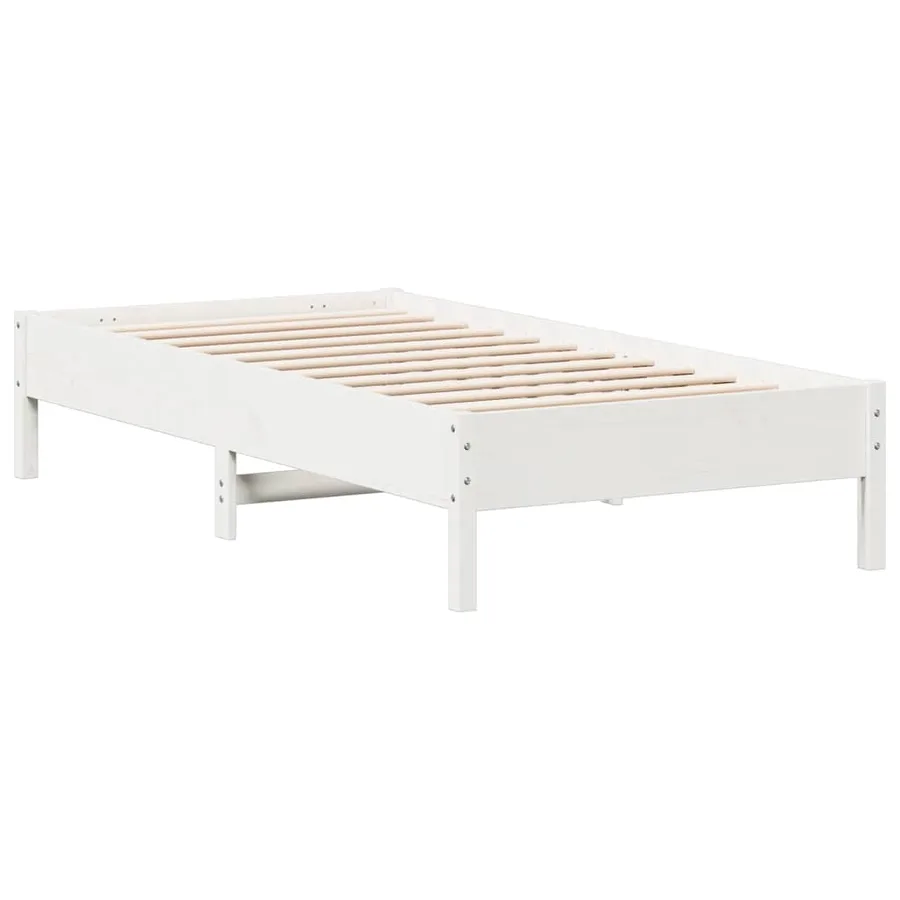 Cadre de lit sans matelas blanc 75x190 cm bois de pin massif - 2