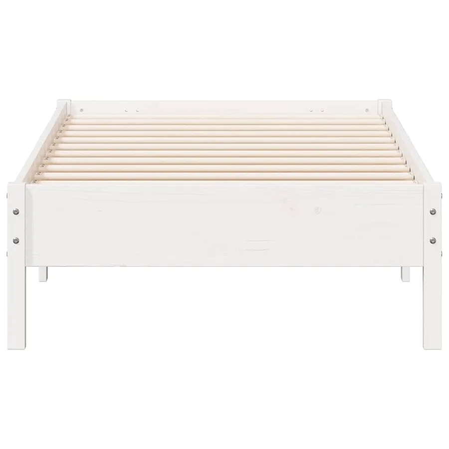 Cadre de lit sans matelas blanc 75x190 cm bois de pin massif - 4