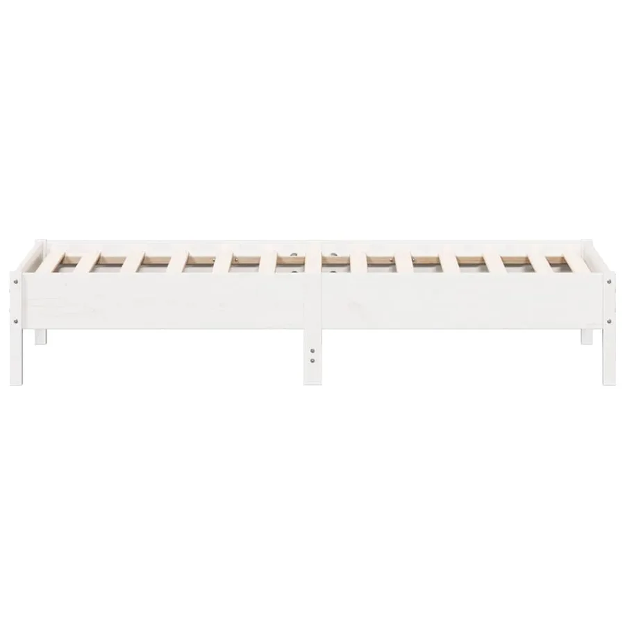 Cadre de lit sans matelas blanc 75x190 cm bois de pin massif - 5