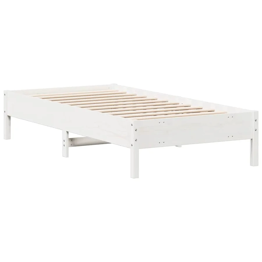 Cadre de lit sans matelas blanc 75x190 cm bois de pin massif - 6
