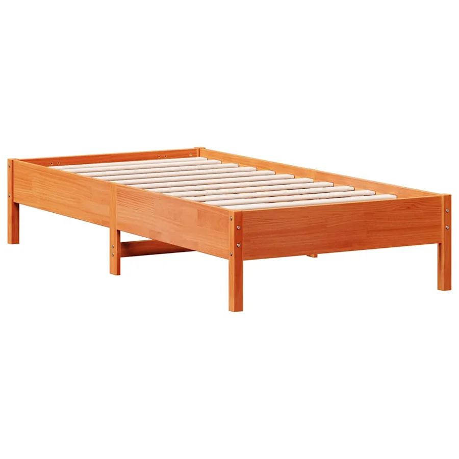 Cadre de lit sans matelas cire marron 75x190 cm bois pin massif - 6