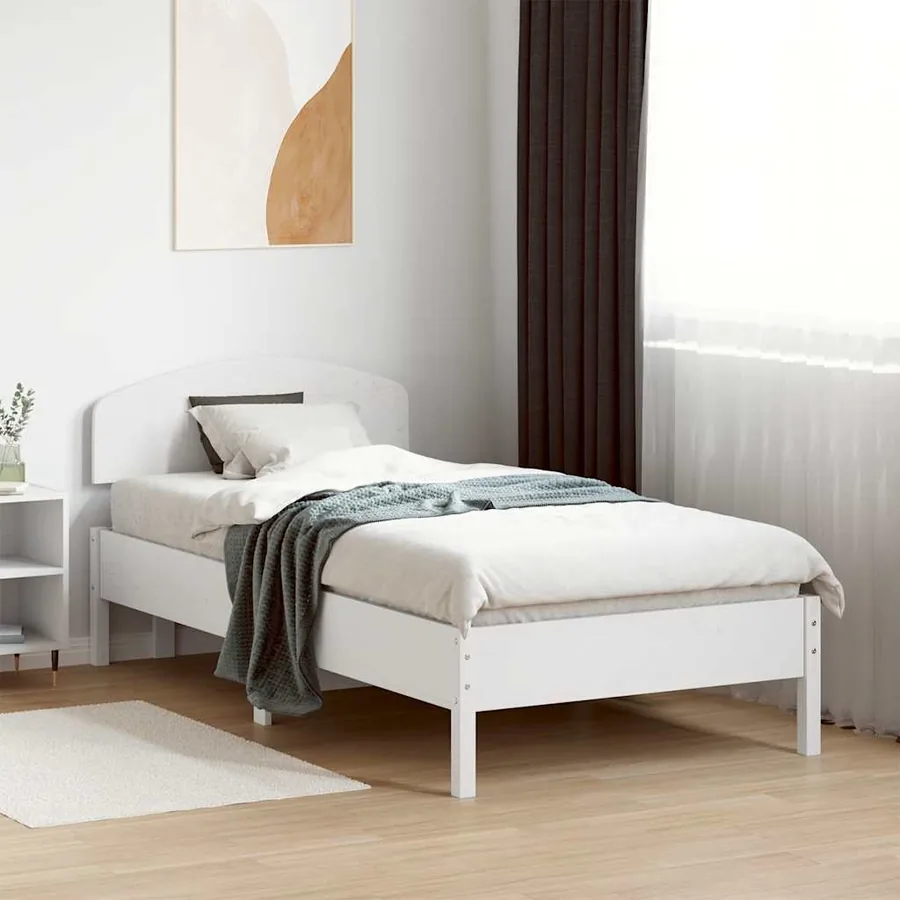 Cadre de lit sans matelas blanc 75x190 cm bois de pin massif