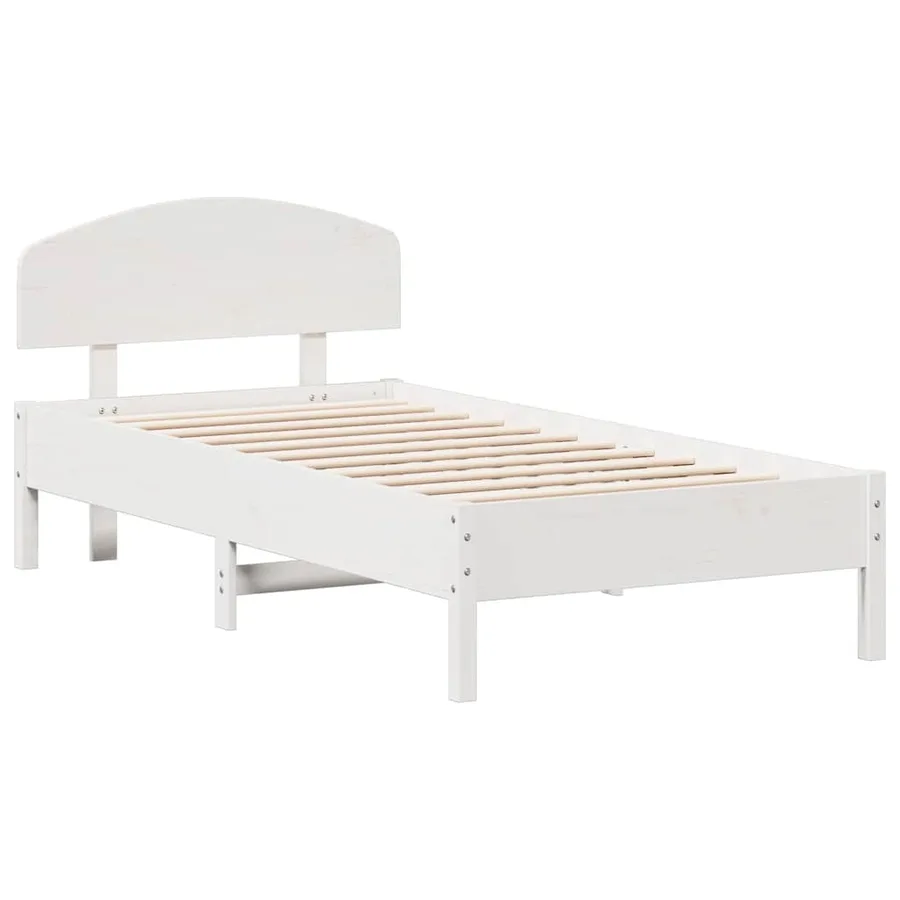 Cadre de lit sans matelas blanc 75x190 cm bois de pin massif - 3