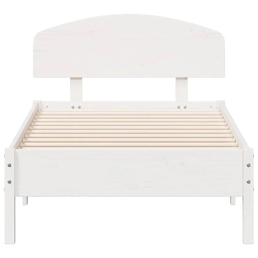 Cadre de lit sans matelas blanc 75x190 cm bois de pin massif - 4
