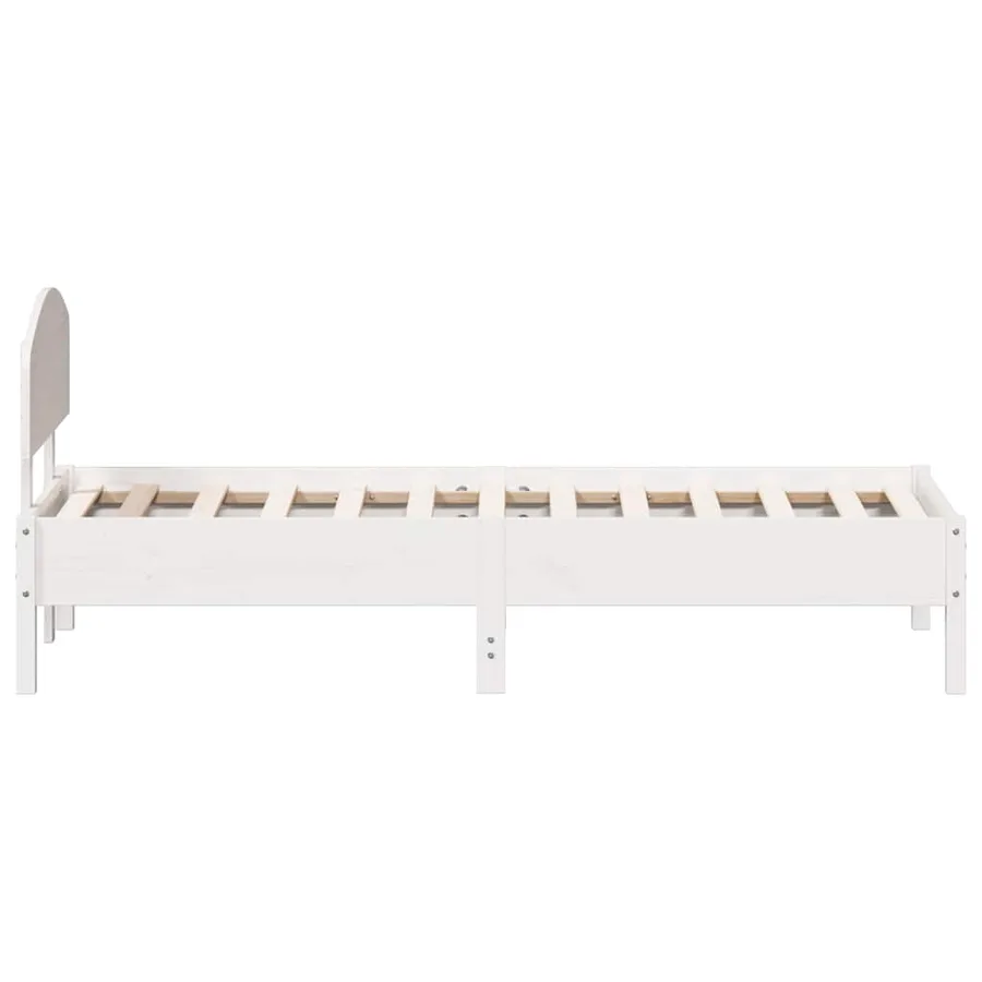 Cadre de lit sans matelas blanc 75x190 cm bois de pin massif - 5