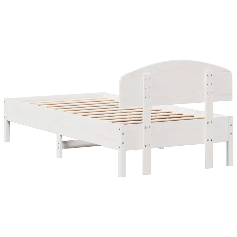 Cadre de lit sans matelas blanc 75x190 cm bois de pin massif - 6