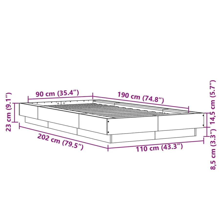 Cadre de lit sans matelas blanc 90x190 cm - 10
