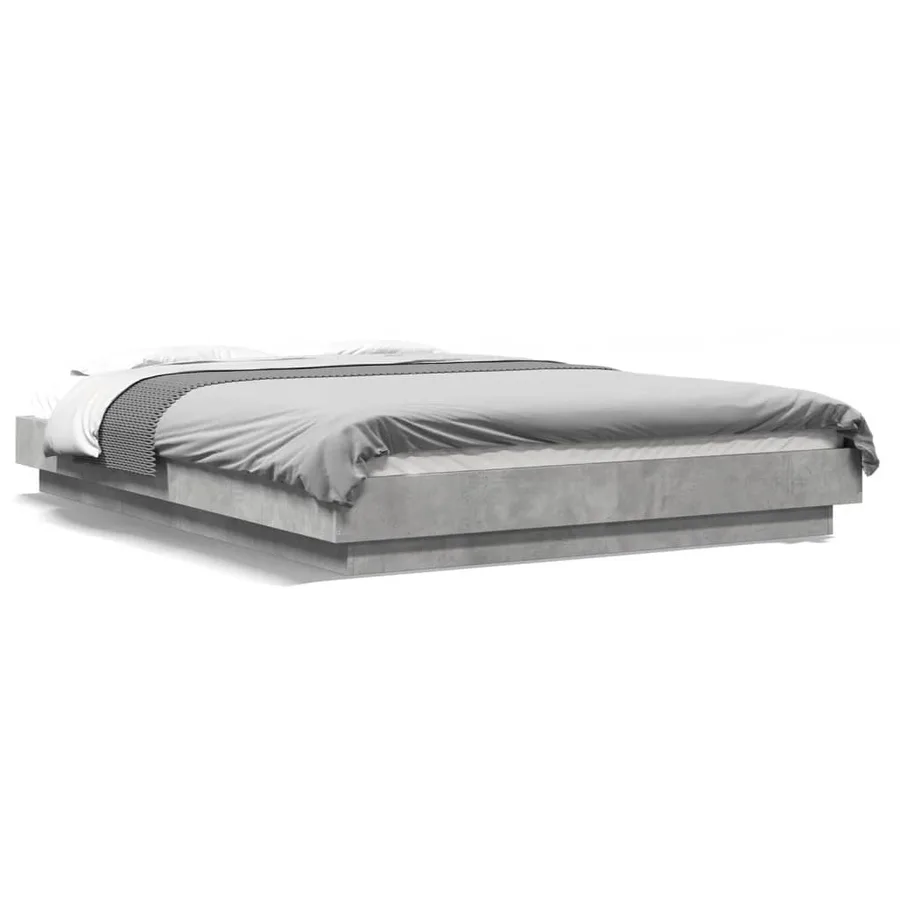 Cadre de lit sans matelas gris béton 135x190 cm - 2