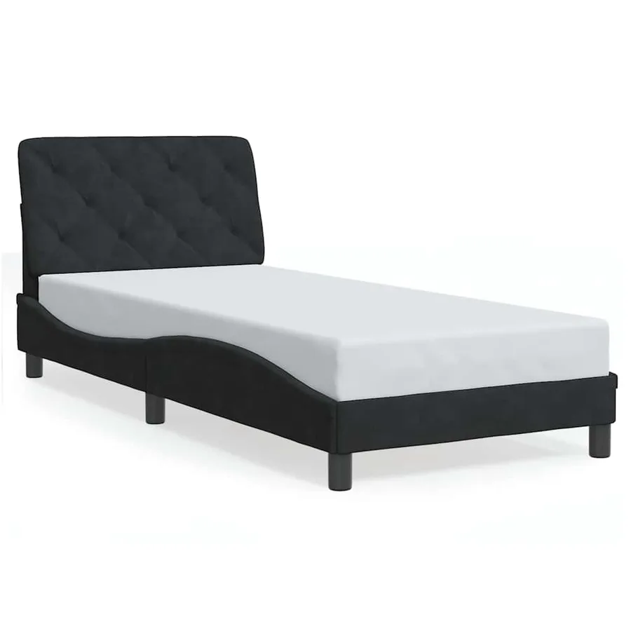 Cadre de lit sans matelas noir 90x190 cm velours - 2