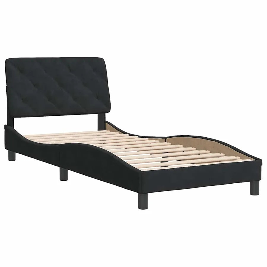 Cadre de lit sans matelas noir 90x190 cm velours - 3