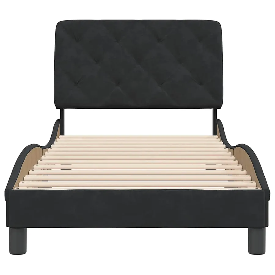 Cadre de lit sans matelas noir 90x190 cm velours - 5