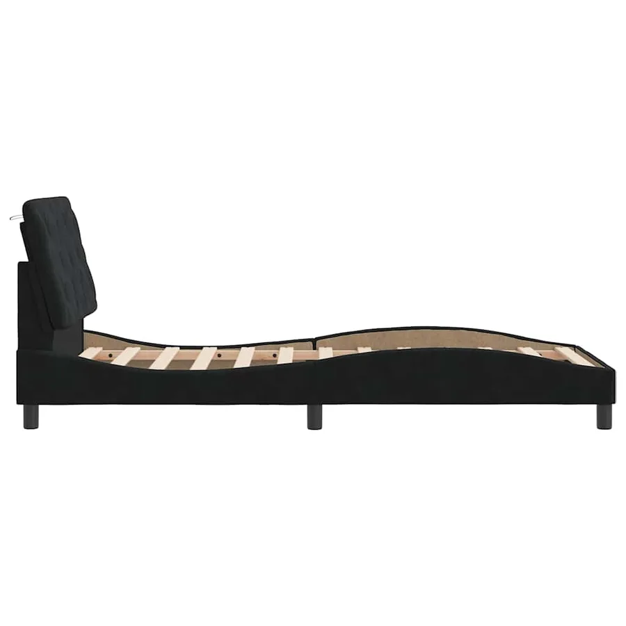 Cadre de lit sans matelas noir 90x190 cm velours - 6