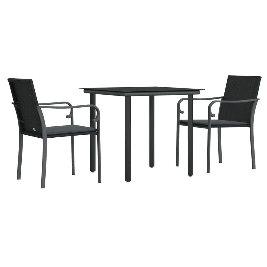 Ensemble à manger de jardin 3 pcs coussins résine tressée acier - 3