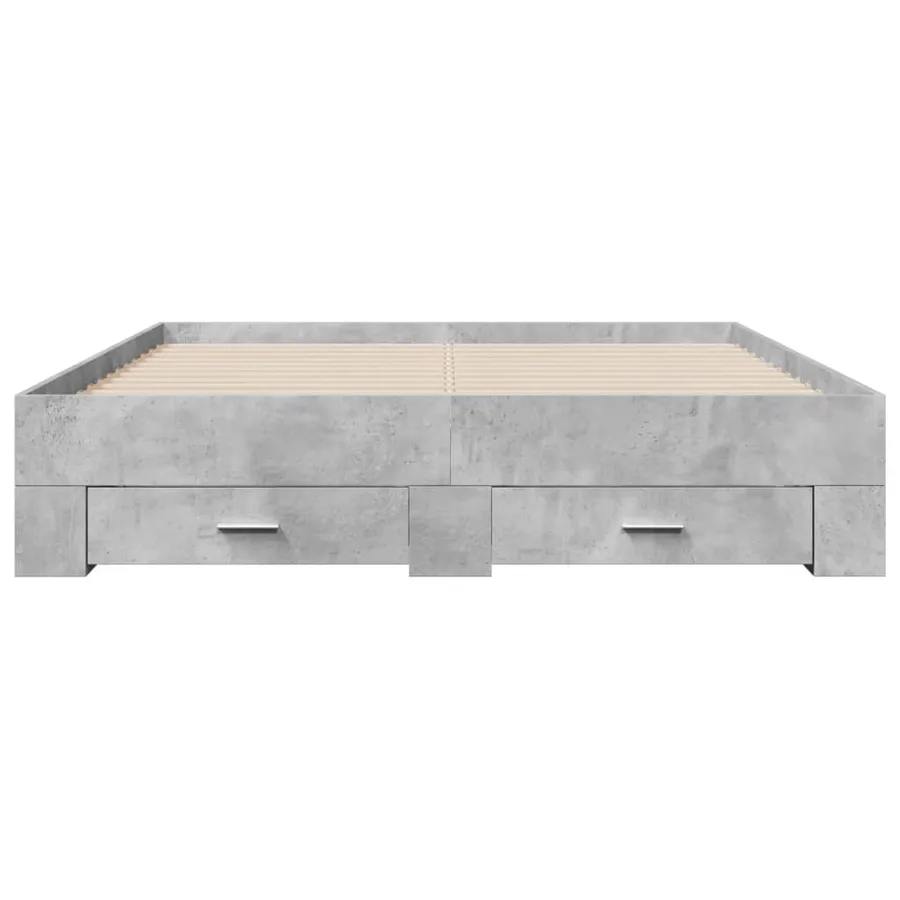 Cadre de lit avec tiroirs sans matelas gris béton 140x200 cm - 4