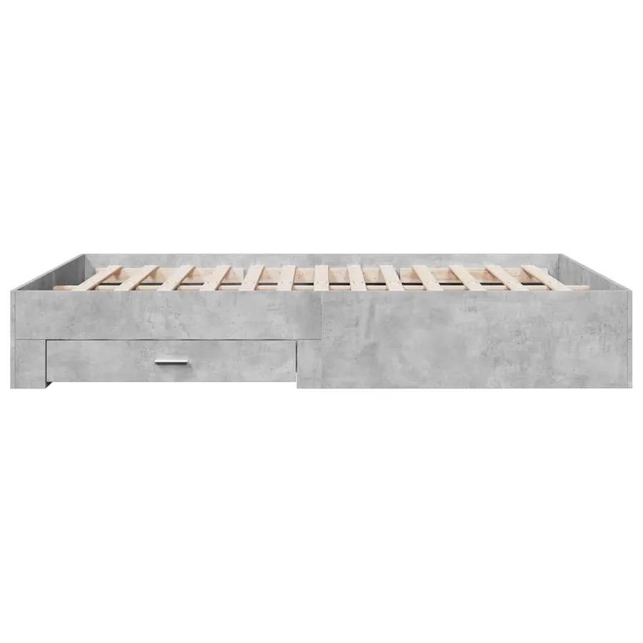 Cadre de lit avec tiroirs sans matelas gris béton 140x200 cm - 5
