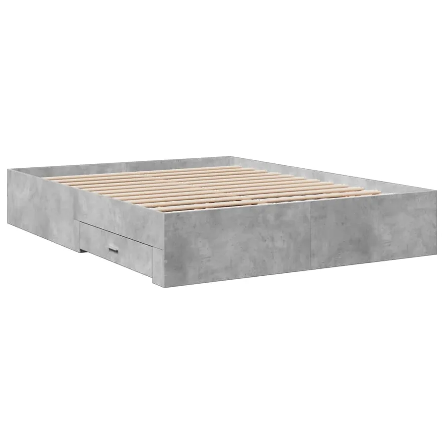 Cadre de lit avec tiroirs sans matelas gris béton 140x200 cm - 6