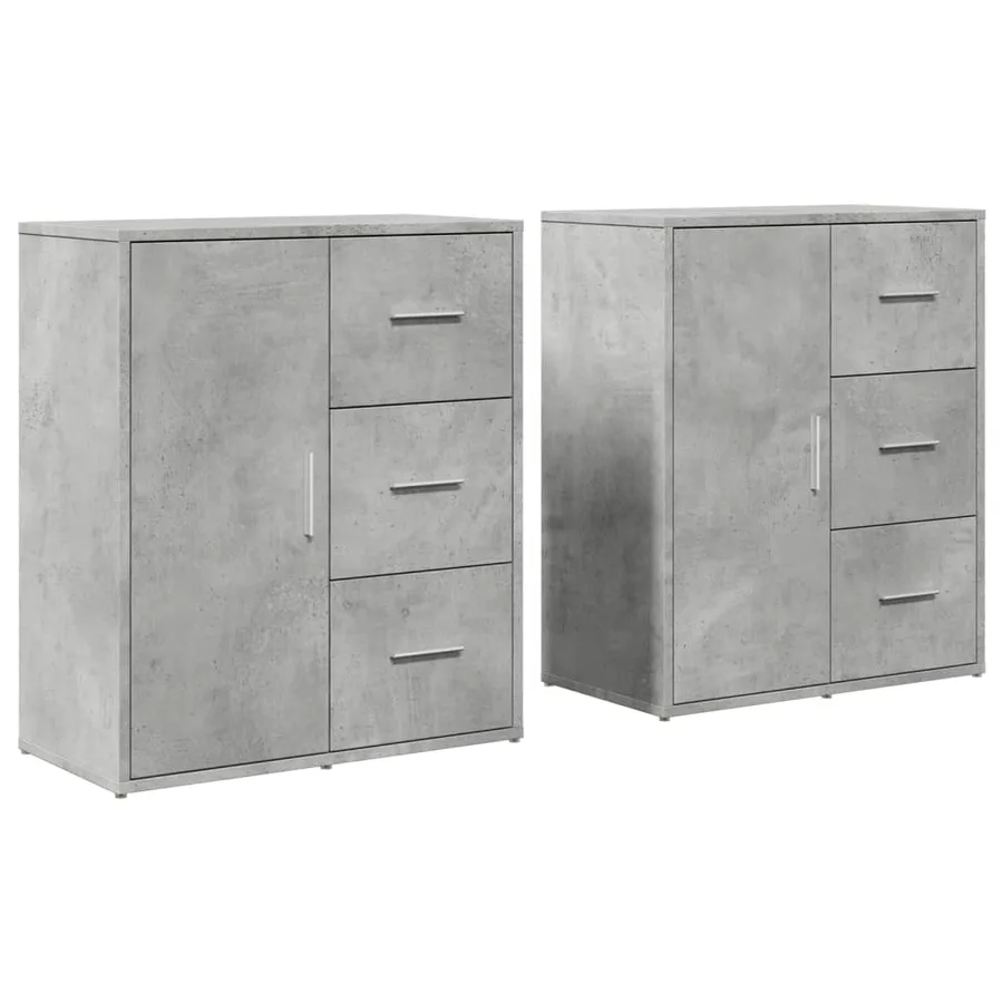Buffets 2 pcs gris béton 60x31x70 cm bois d'ingénierie - 2