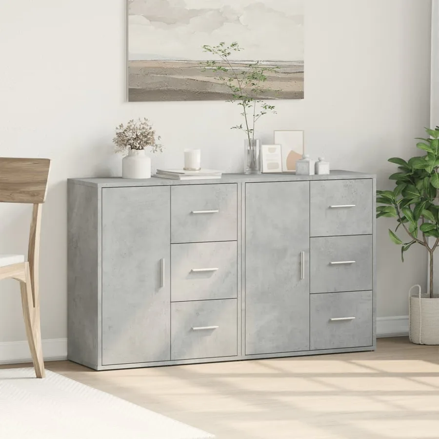 Buffets 2 pcs gris béton 60x31x70 cm bois d'ingénierie - 3