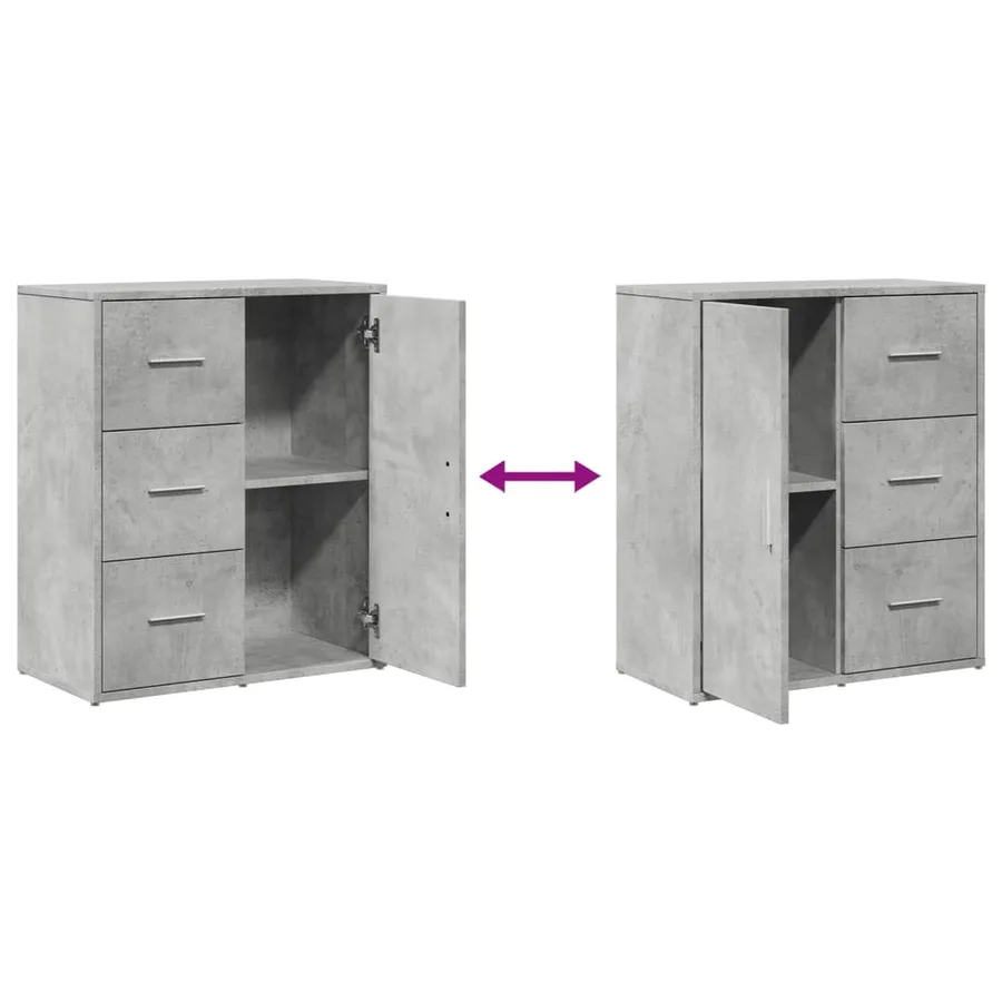 Buffets 2 pcs gris béton 60x31x70 cm bois d'ingénierie - 8