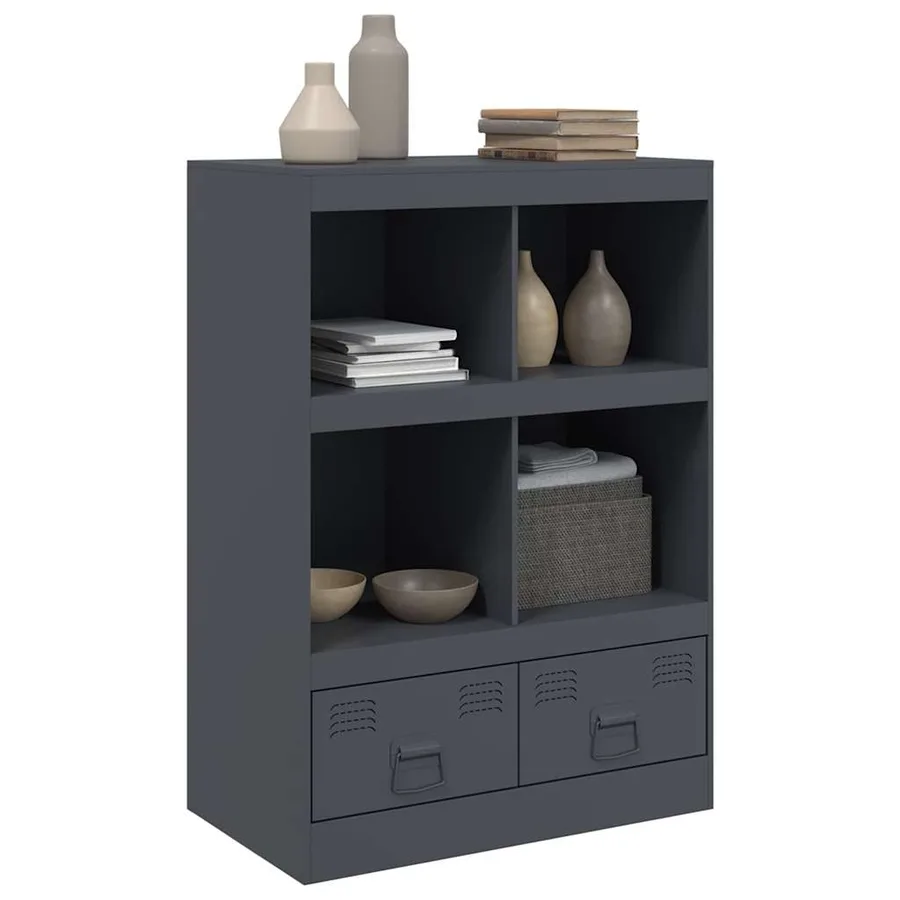 Buffet haut anthracite 67x39x95 cm acier - 4