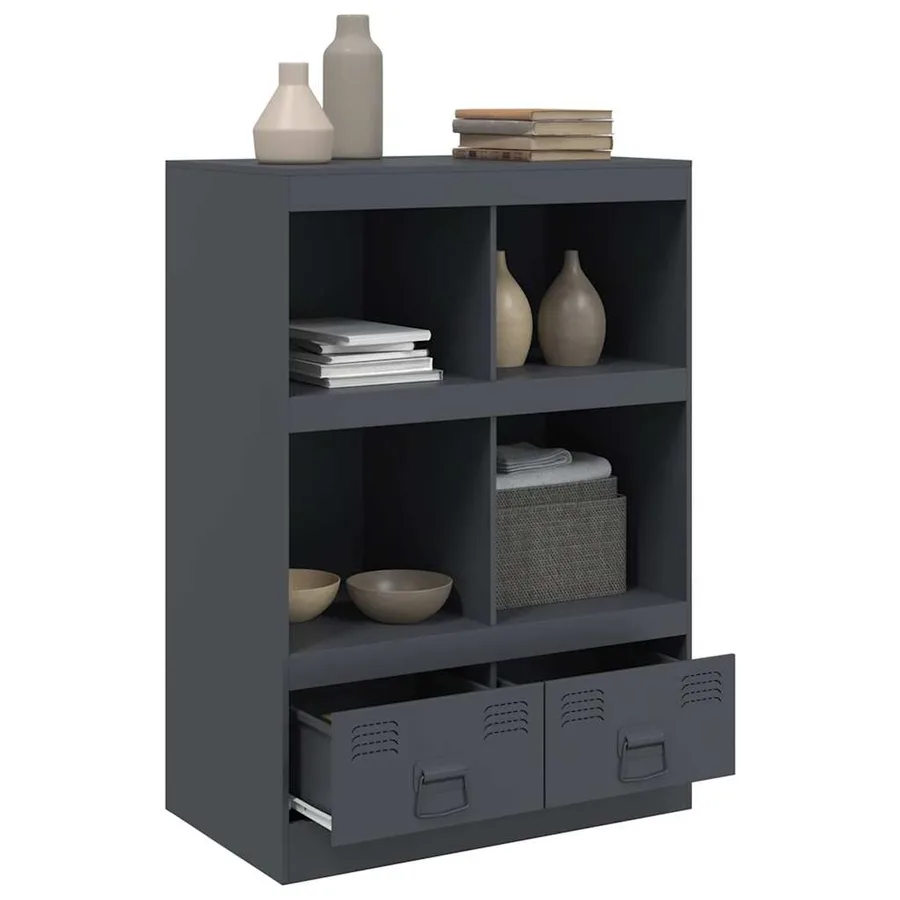 Buffet haut anthracite 67x39x95 cm acier - 5