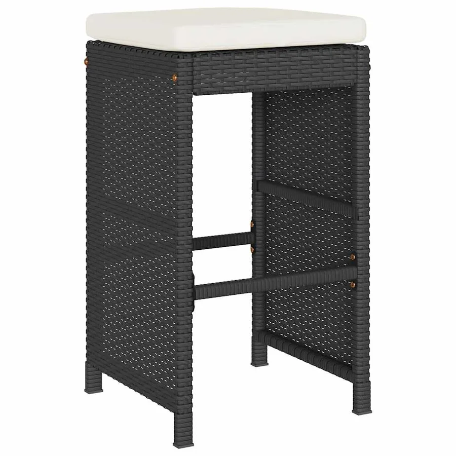 Tabourets de bar jardin coussins lot de 2 noir résine tressée - 3