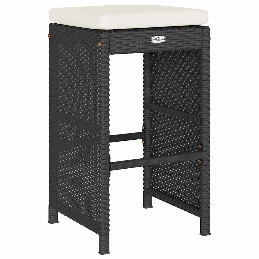 Tabourets de bar jardin coussins lot de 2 noir résine tressée - 6