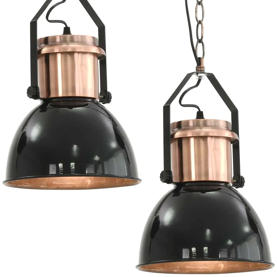 Plafonniers 2 pcs Noir Rond E27 - 2