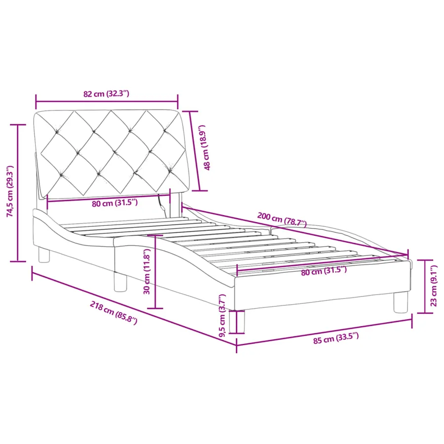 Cadre de lit avec LED sans matelas gris clair 80x200 cm velours - 16