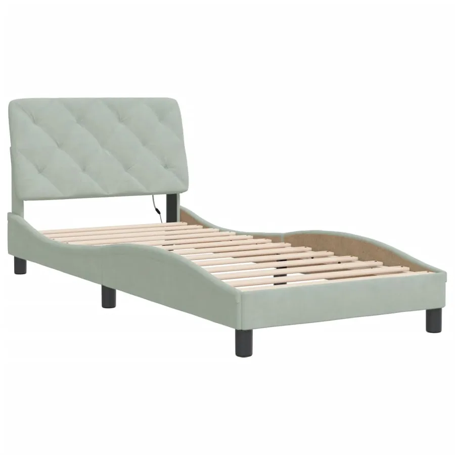 Cadre de lit avec LED sans matelas gris clair 80x200 cm velours - 3