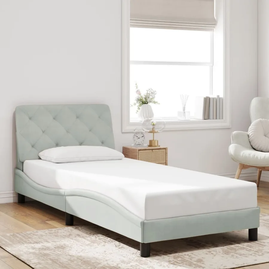 Cadre de lit avec LED sans matelas gris clair 80x200 cm velours - 4