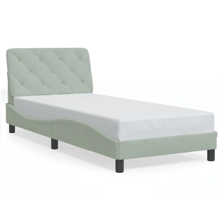 Cadre de lit avec LED sans matelas gris clair 80x200 cm velours - 5