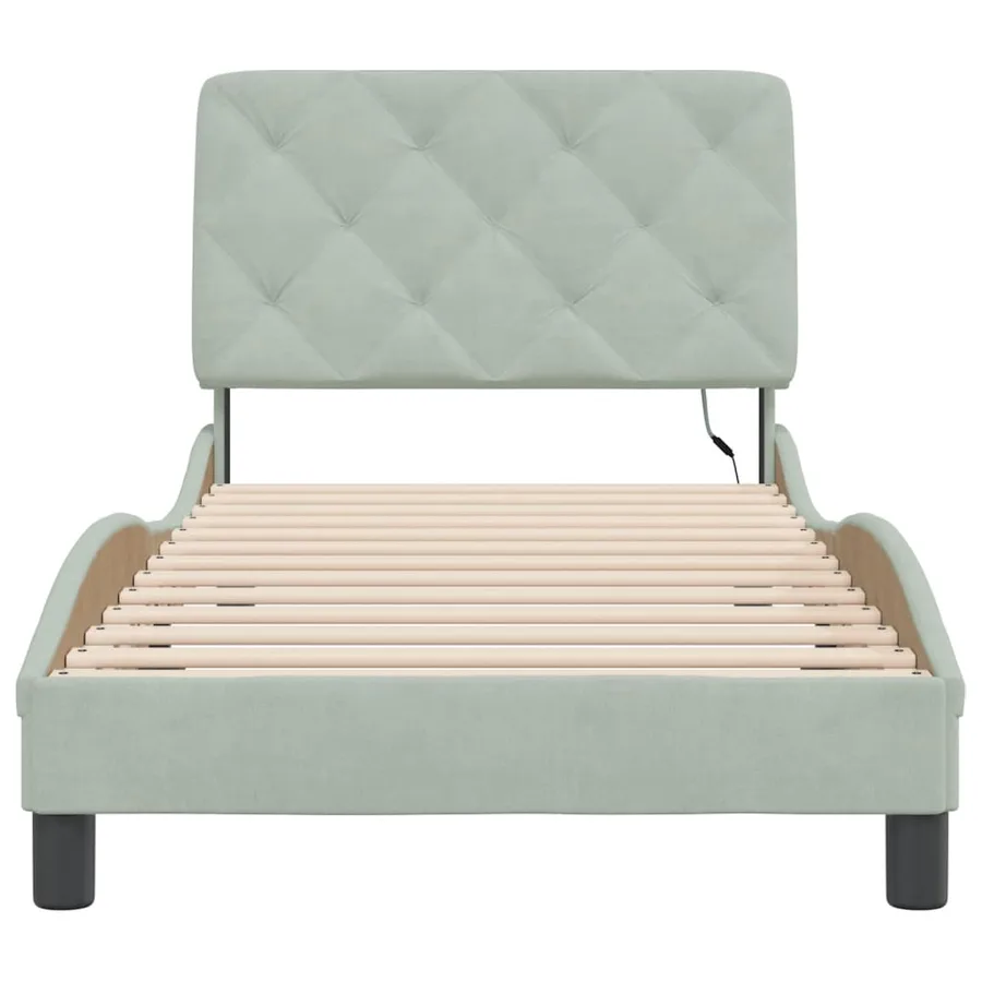 Cadre de lit avec LED sans matelas gris clair 80x200 cm velours - 6