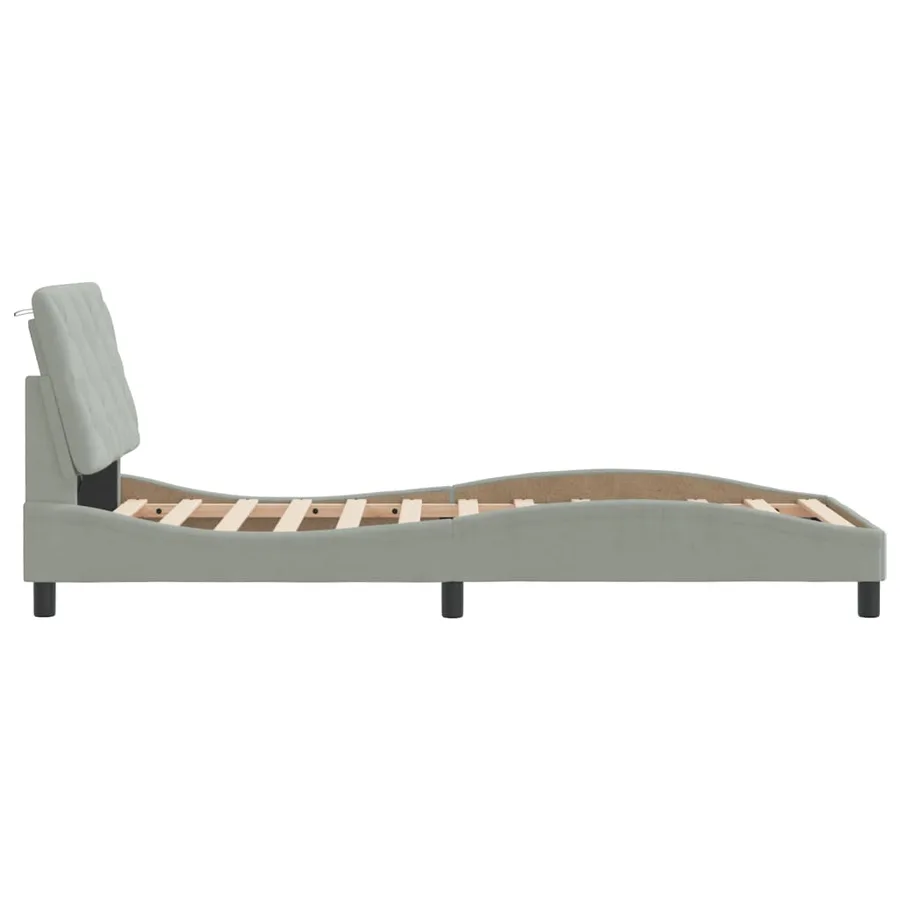 Cadre de lit avec LED sans matelas gris clair 80x200 cm velours - 7