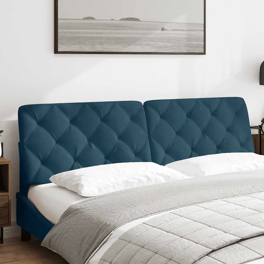 Coussin de tête de lit bleu 180 cm velours - 3