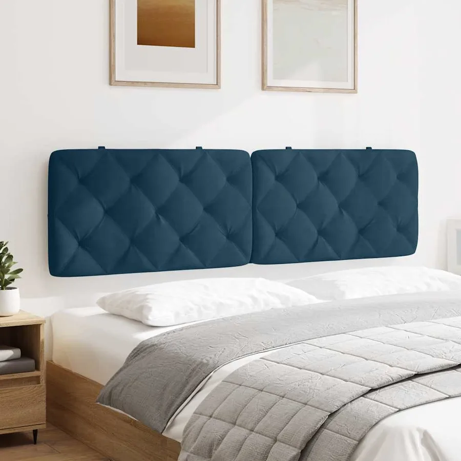 Coussin de tête de lit bleu 180 cm velours - 4