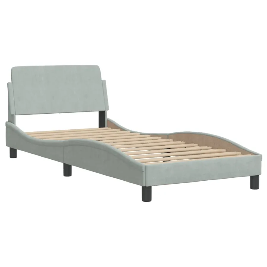 Lit avec matelas gris clair 80x200 cm velours - 4