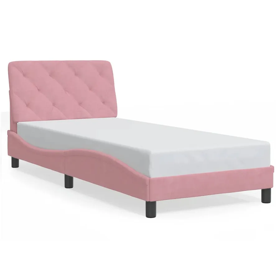 Cadre de lit sans matelas rose 90x200 cm velours - 2