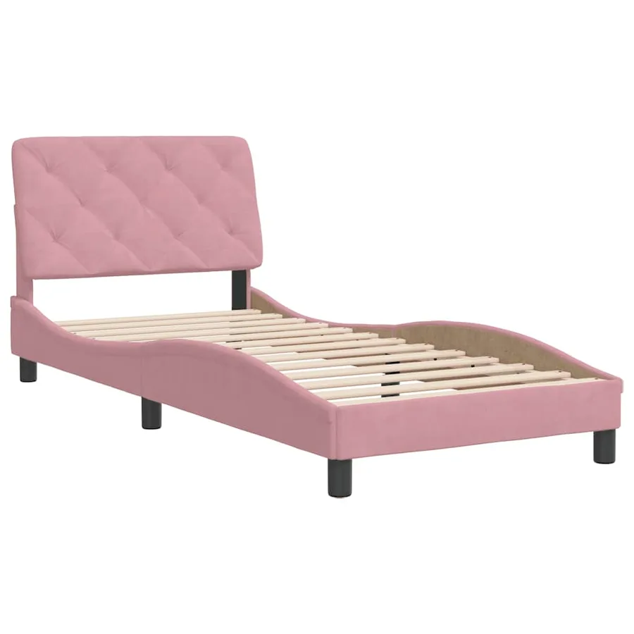 Cadre de lit sans matelas rose 90x200 cm velours - 3