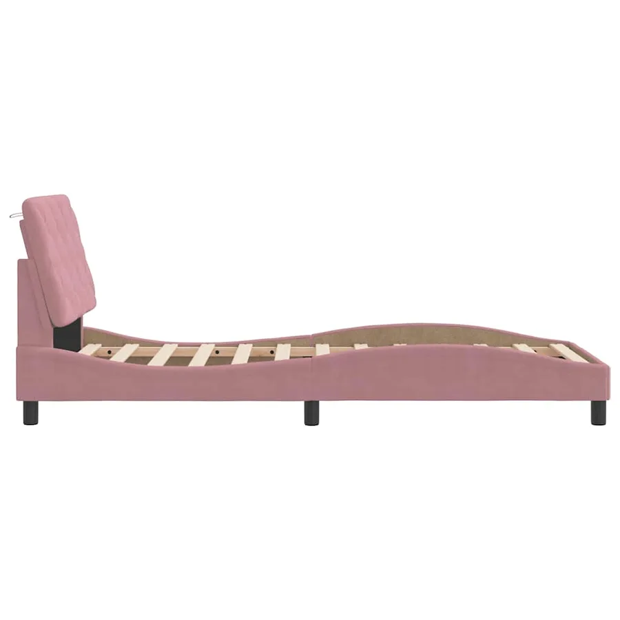 Cadre de lit sans matelas rose 90x200 cm velours - 6