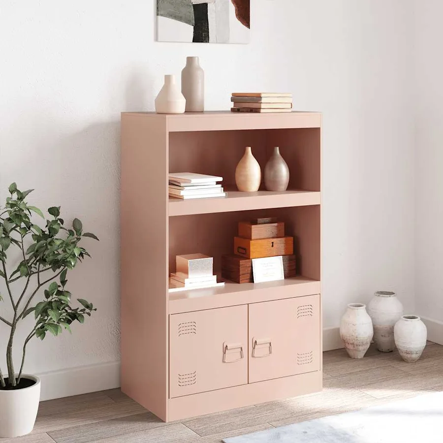 Buffet rose 67x39x107 cm acier - 3
