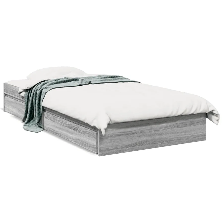 Cadre de lit avec tiroirs sans matelas sonoma gris 75x190 cm - 2