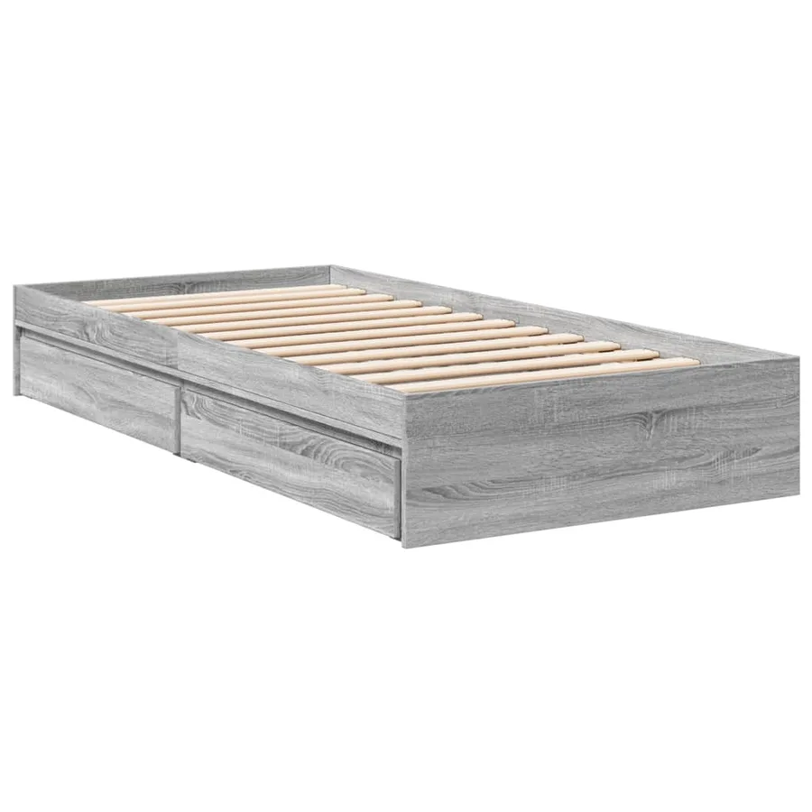 Cadre de lit avec tiroirs sans matelas sonoma gris 75x190 cm - 3
