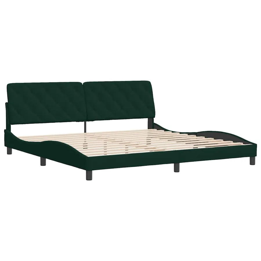 Cadre de lit sans matelas vert foncé 200x200 cm velours - 3