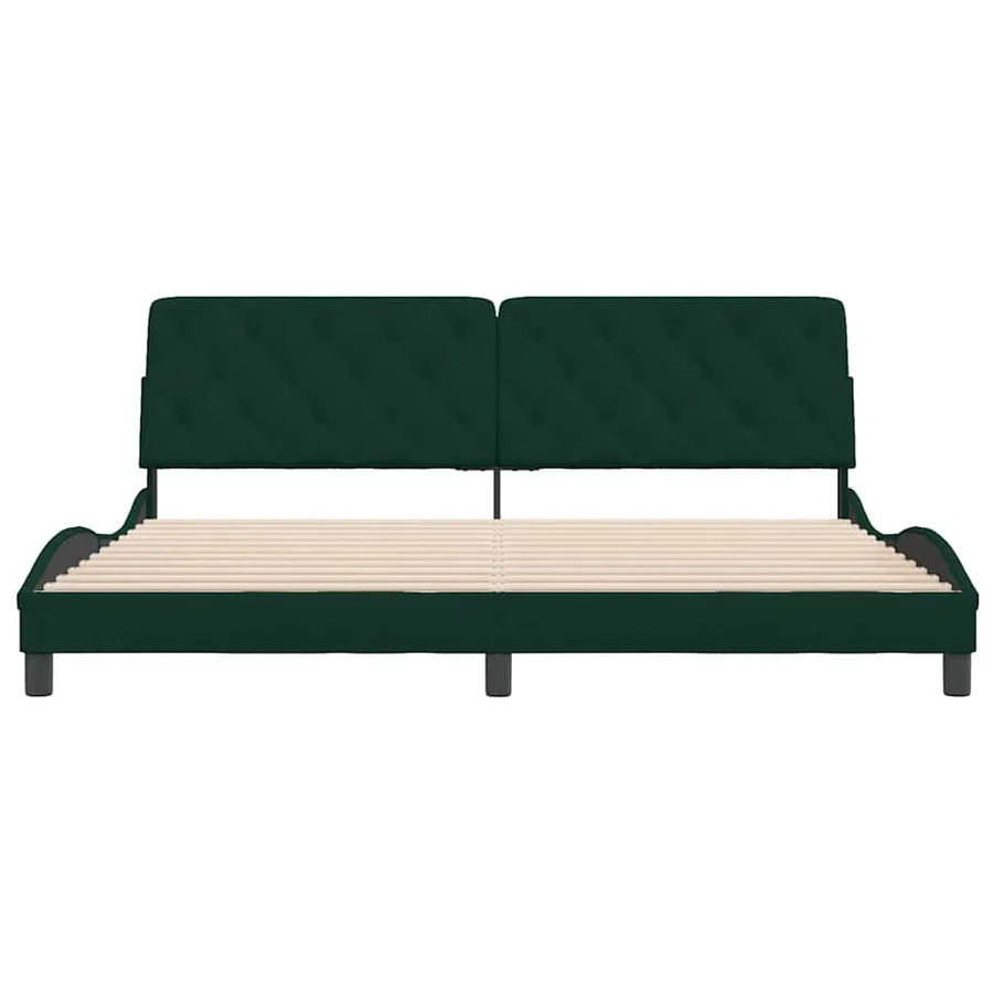 Cadre de lit sans matelas vert foncé 200x200 cm velours - 5