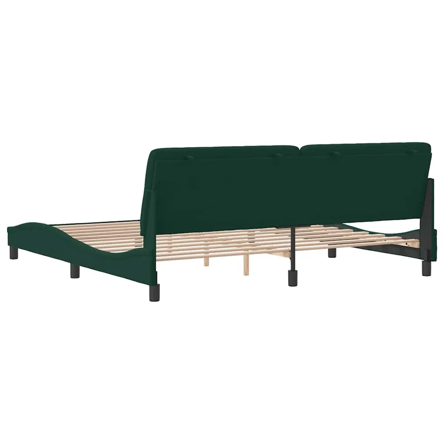 Cadre de lit sans matelas vert foncé 200x200 cm velours - 7