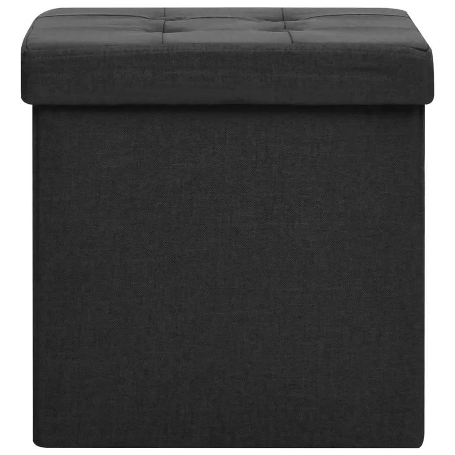 Tabourets de rangement pliables lot de 2 noir Faux lin - 4