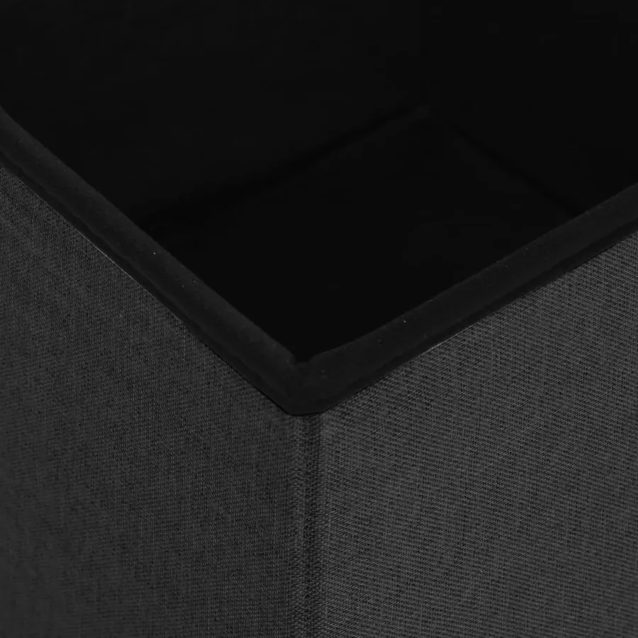 Tabourets de rangement pliables lot de 2 noir Faux lin - 7