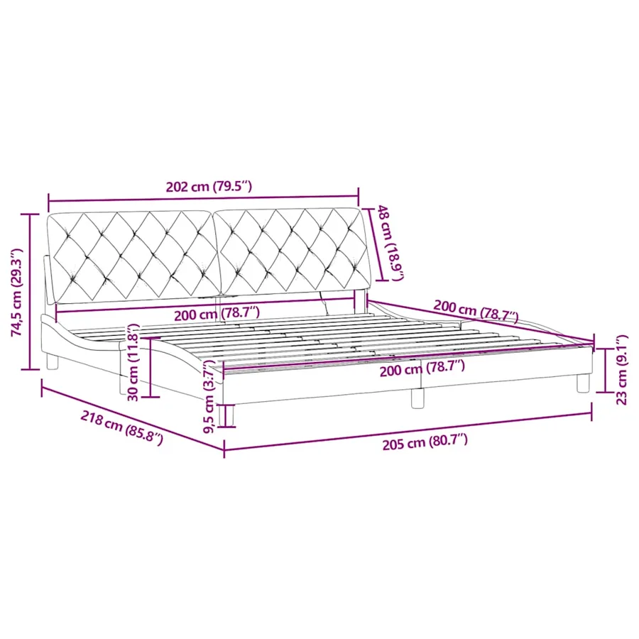 Cadre de lit avec LED sans matelas rose 200x200 cm velours - 15